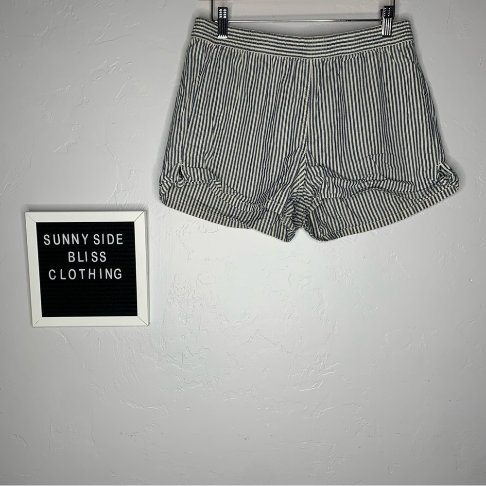 Madewell Sailor Blue White Striped Cotton Shorts Women’s Size Small Casual